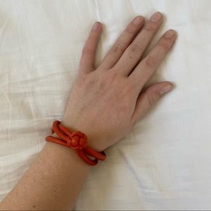 Orange Leather Wrap Bracelet/Necklace
